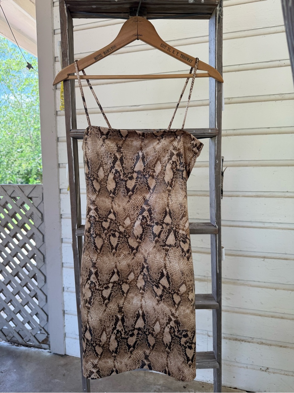 Snake Print Slip Dress - Neutral Brown Tones